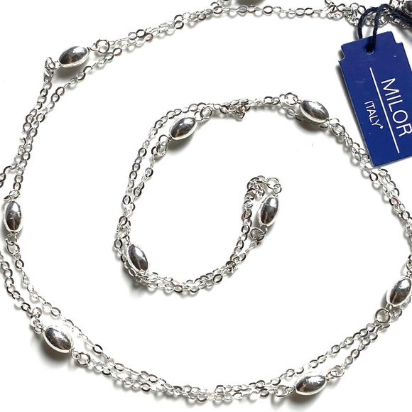 Milor Sterling Silver Beaded Chain Necklace - Picture 6 of 7